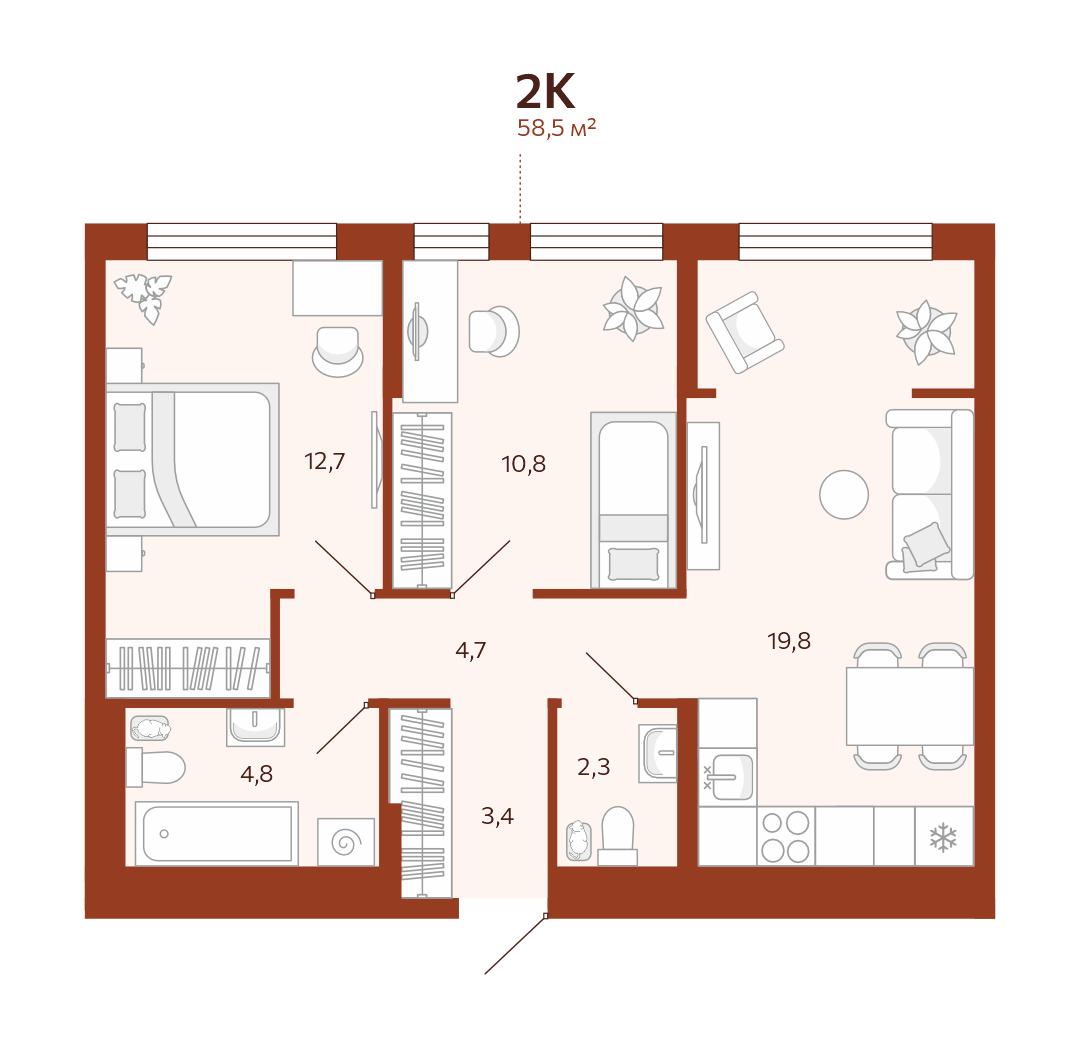 2-комнатная № 231