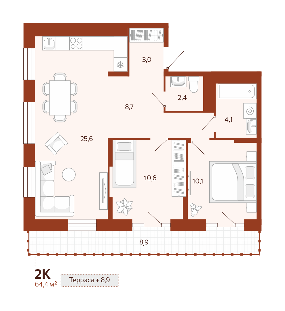 2-комнатная № 175