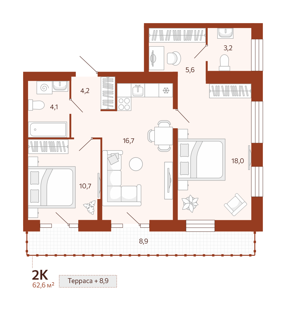2-комнатная № 173