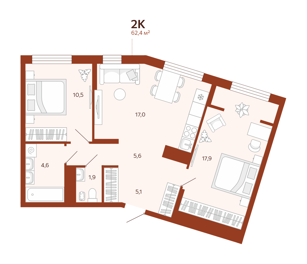 2-комнатная № 351